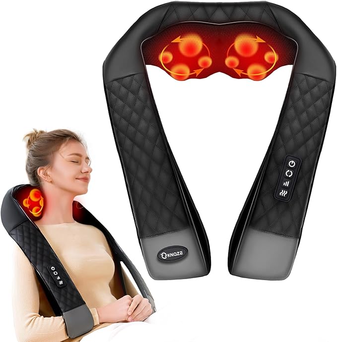 Shiatsu Neck and Back Massager with Heat Neck and Shoulder Massager 4D Deep Tissue Kneading Massage for Leg Full Body Muscle Pain Relief Ergonomic Design Ideal Gifts for Women Men Not Cordless