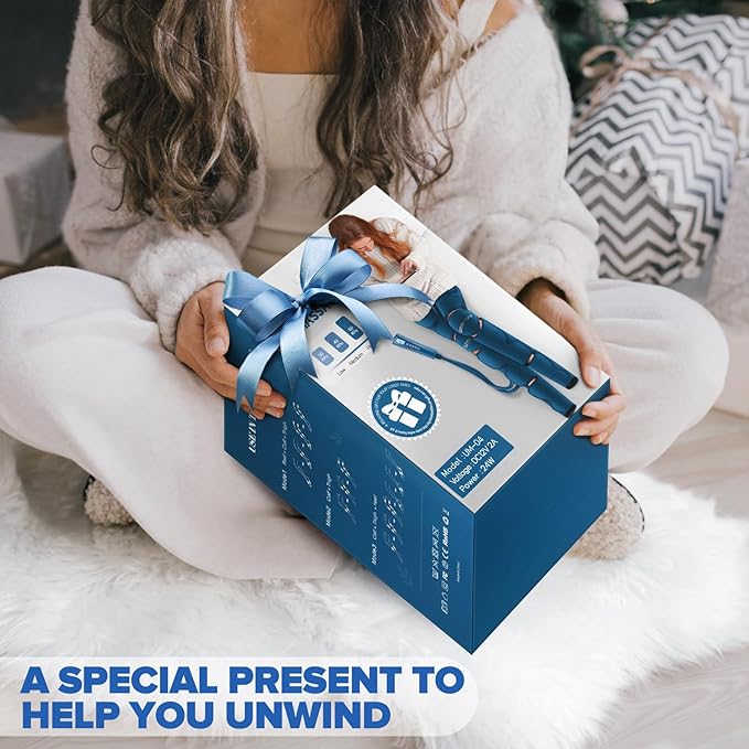 Air Compression Leg Massager with Heat - Ideal Christmas Mother's Day and Father's Day Gifts for Men Women Dad Mom - Relieves Foot and Knee Pain Eases Varicose Veins Cramps Swelling and Edema