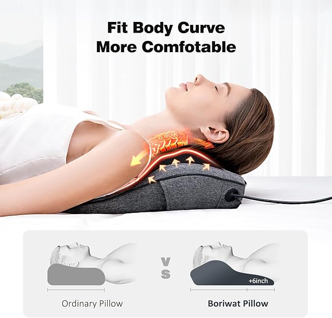 Boriwat Back Massager with Heat Neck Massager for Pain Relief Deep Tissue 3D Kneading Massage Pillow for Back Neck Shoulder Legs Gifts for Women Men Mom Dad