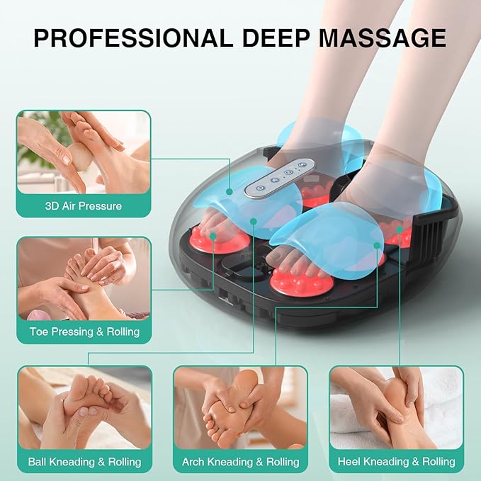 Medcursor Foot Massager with Heat - Shiatsu Deep Kneading Delivers Relief for Tired Muscles and Plantar Multi-Level Settings &amp Adjustable Intensity for Home or Office Use Gifts for Women Mom