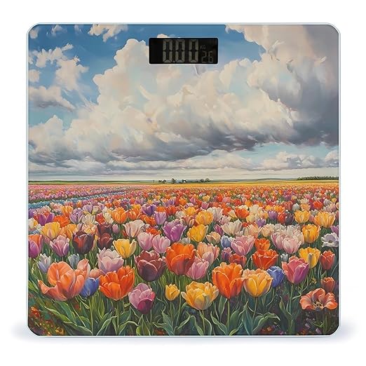 Bloom Tulip Fields Scale for Body Weight Digital Bathroom Scale Round Corner Design High Precision