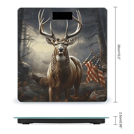 Deer Hunting Season Bathroom Scale Automatic Power On/Off Body Scales LCD Backlight Display Square Digital Scale Rounded Corners Bathroom Scales for Home Bedrooms