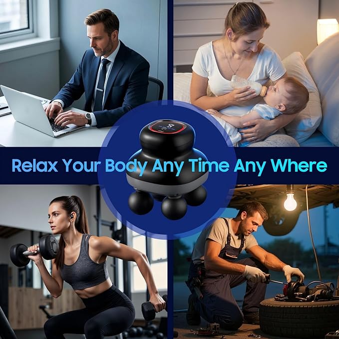 Massage Gun – Electric Body Massager with 4 Heads Handheld Percussion Muscle Massager Deep Tissue Back Massager for Muscle Relaxation Powerful Full Body Electric Massager Tool for Men and Women