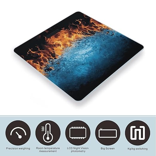 Ice Fire Bathroom Scale Ultra-Bright Liquid Crystal Screen Weight Scale Accurate Bathroom Body Scales for Body Weight Bathroom Pet Home Bedroom Gift-Giving