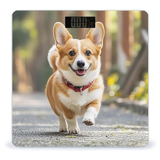 Running Corgi Bathroom Scale Digital Weight Scale Precision 400 Lbs Weighing Scales Large with LCD Backlight Display BMI Measures