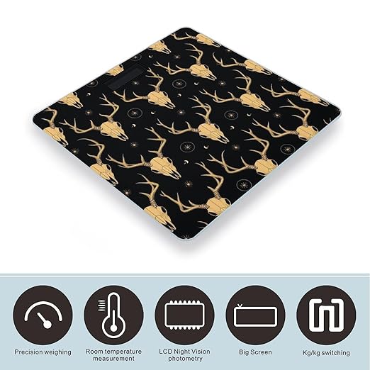 Men's Fashion Automatic Switch Digital Bathroom Weighing Scale Smart Scale Dark Gothic Sun Moon Hunting Camo Deer Skulls