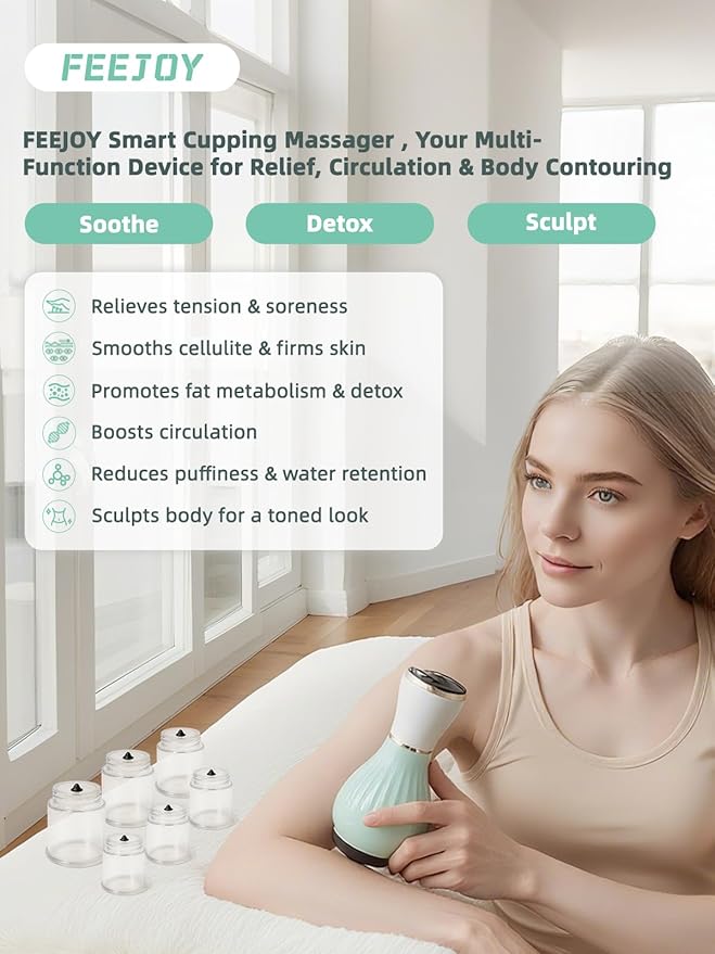 Electric Cupping Kit for Massage Therapy with Heat – Cellulite Massage Tool Lymphatic Drainage Massager Pain Relief for Back Neck &amp Shoulders – Moving &amp Static Cupping Set for Body Sculptin