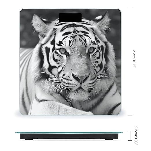 Black White Tiger Scale for Body Weight Accurate Digital Bathroom Scale Toughened Glass High Precision Scales Smart Weight Scales with Large LCD Backlight Display Weighing Machine