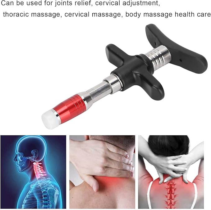 ZJchao Chiropractic Adjustment Tool 10 Levels Manual Single Head Spinal Massager Hand Back Massage Tool Gun Device Portable Chiropractic Adjustment Tool (Red)
