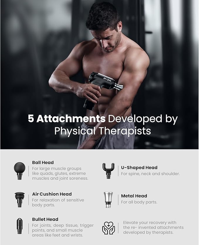 BOB AND BRAD T2 Max Massage Gun Deep Tissue with Metal Head Professional Muscle Massager HSA Portable Percussion Electric Massager Gun for Athletes for Home Gym Pain Relief FSA Eligible