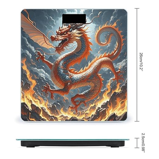 Fire Chinese Dragon Digital Bathroom Scale for Body Weight Weighing Scale with Backlit LCD Display High Precision Measurements &amp Measures Weight Up to 180kg