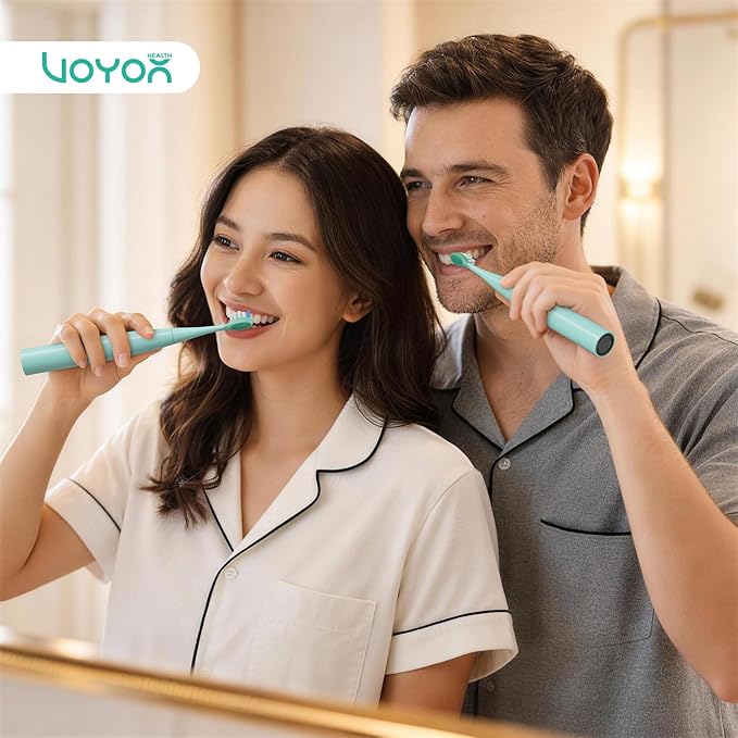 VOYOR-HEALTH Sonic Electric Toothbrush for AdultsTooth Brushes with 6 Brush Heads70-Day Battery LifeIPX7 Waterproof Rechargeable Travel Toothbrushes with 3 Modes for Family Use ET110（Green）