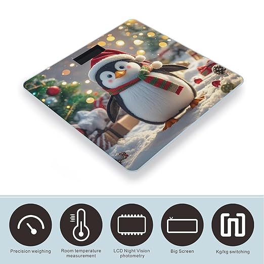 Christmas Funny Penguin Weight Scale Highly Accurate Digital Weighing Scale with Large LCD Display Smart Bathroom Scales for Home Bedrooms and Gift Giving