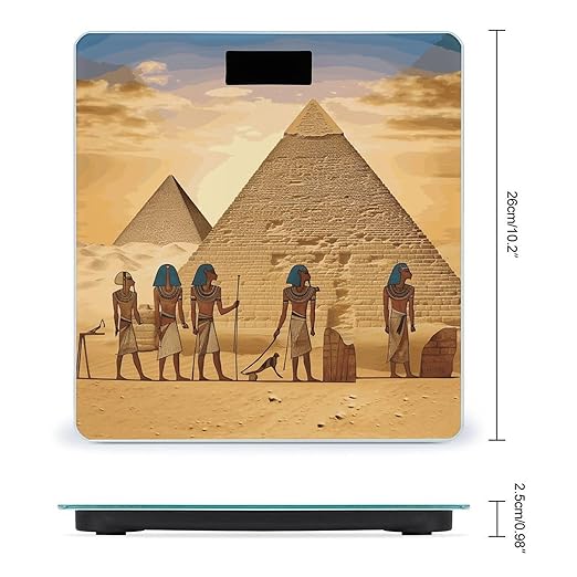 Ancient Egyptians Scale for Body Weight Anti-Slip Sturdy Tempered Glass Weighing Machine Highly Digital Accurate Bright LCD Bathroom Scale for Household Gift