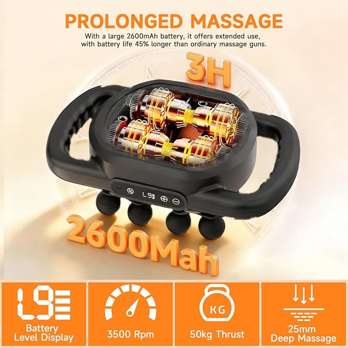 12 Head Massage Gun Deep Tissue with 9 Levels &amp 9 ModesCordless Electric Muscle Massager Tool for Back/Neck/Shoulder/Arm/Hand/Leg/Foot/Full Body Muscle Pain ReliefIdeal Gifts for Men/Women/Mum/D