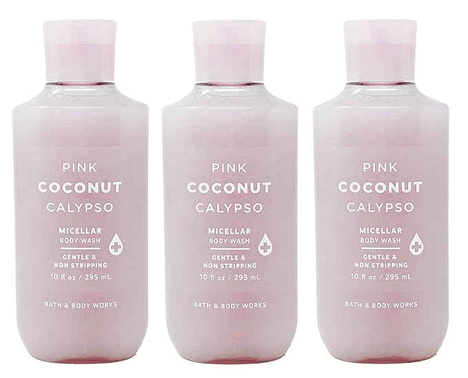 Bath &amp Body Works Pink Coconut Calypso - 3 Pack Of Micellar Body Wash