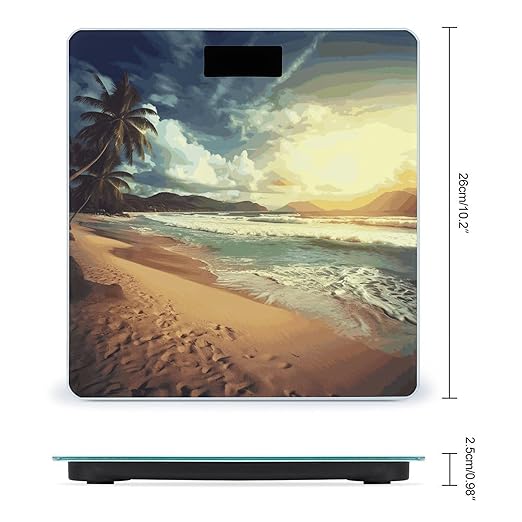 Sunset on The Beach Bathroom Scale for Body Weight 400 Lb Weight Scale with High Precision Sensors Tempered Glass Highly Accurate Digital Weighing Machine for People