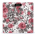 Cute Pink Rose Mix Leopard Pattern Bathroom Scale for Body Weight LCD Display Digital Bathroom Scale Tempered Glass Bathroom Weight Scales Fashion Smart Scales for Home Bedroom 400 Lb