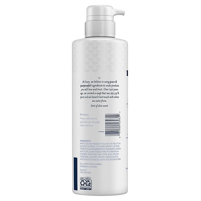 Ivory Sensitive Skin Moisturizing Body Wash Hint of Aloe 17.9 Fl Oz (Pack of 4)