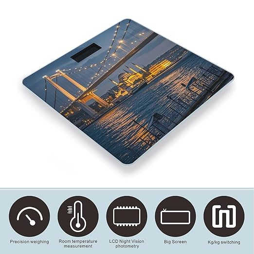 Strait Bridge Bathroom Scale for Body Weight Bathroom Weighing Scales with Back Lit LED Display Sturdy Tempered Glass Body Weight Bathroom Scale 400lb Weighing