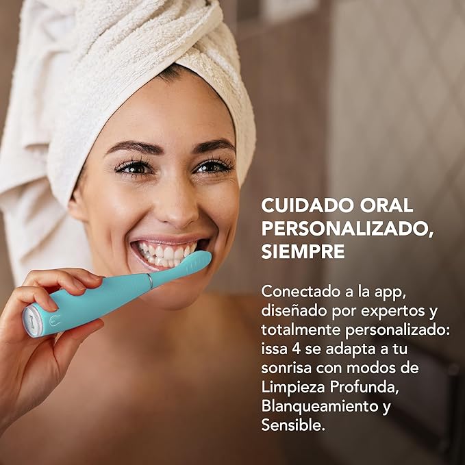 FOREO ISSA 4 Electric Toothbrush – 4-in-1 Rechargeable with Extra Brush Head Soft Bristles Long-Lasting Use Gentle Cleaning - Artic Blue