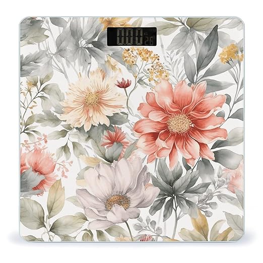 Pastel Floral Pattern Scale for Body Weight Smart Scales Digital Bathroom Scale High Precision Weighing Scales with Large Display Weighing Machine for People