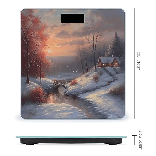 Winter Sunset Scale for Body Weight Anti-Slip Tempered Glass Digital Bathroom Scales Clear LCD Display Weighing Scale Safe Rounded Corners Smart Scales