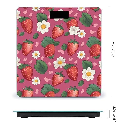 Digital Bathroom Scale for Body Weight Scale with Bright LCD Display High Accuracy Step-On Technology Auto On/Off Pink Strawberry Digital Scales 400 Lbs /180kg