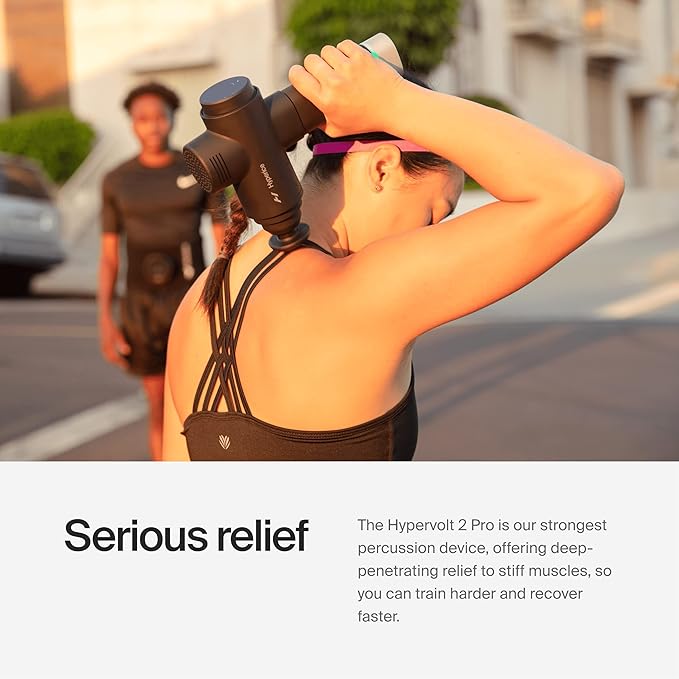 Hyperice Hypervolt 2 Pro - Featuring Quiet Glide Technology - Handheld Percussion Massage Gun - 5 Speeds 5 Interchangeable Heads - Helps Relieve Sore Muscles and Stiffness