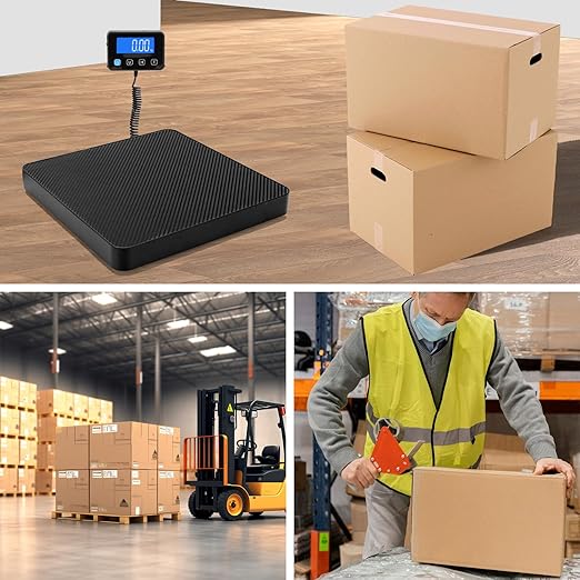 Digital Shipping Scale 5g High Accuracy 440 lb Postal Scale with Hold and Tare Functions for Parcels/Luggage/Home Silicone Surface Extended LCD Display Batteries and AC Adapter Included