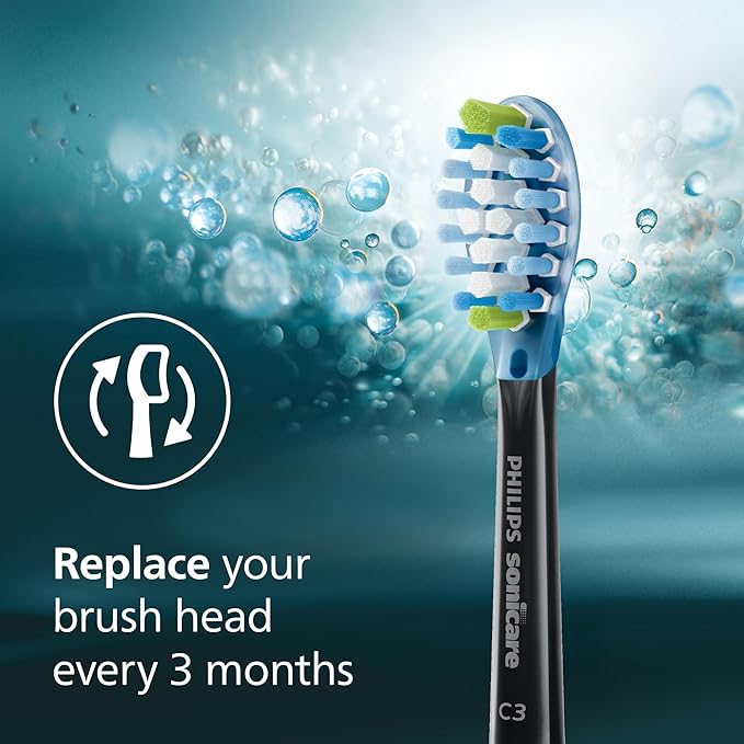 Philips Sonicare C3 Two-in-One - Genuine Replacement Electric Toothbrush Heads Black 2 Pack HX9042/95