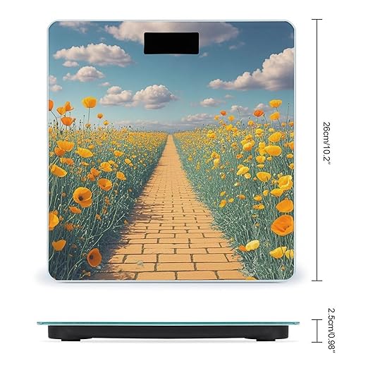 Poppies Field Yellow Brick Road Scale for Body Weight Smart Scales Digital Bathroom Scale High Precision Weighing Scales with Large Display Weighing Machine for People