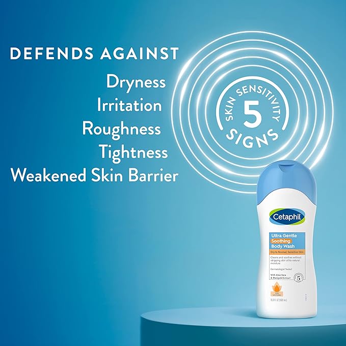Cetaphil Body Wash NEW Moisturizing Relief Body Wash for Sensitive Skin Creamy Rich Formula &amp Ultra Gentle Refreshing Body Wash For Dry to Normal Sensitive Skin 16.9oz with Aloe Vera