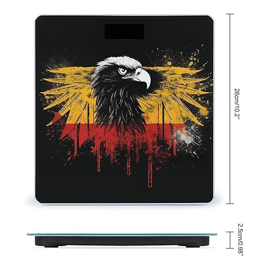 Germany Flag Eagle Digital Bathroom Scale for Body Weight Weighing Scale with Backlit LCD Display High Precision Measurements &amp Measures Weight Up to 180kg