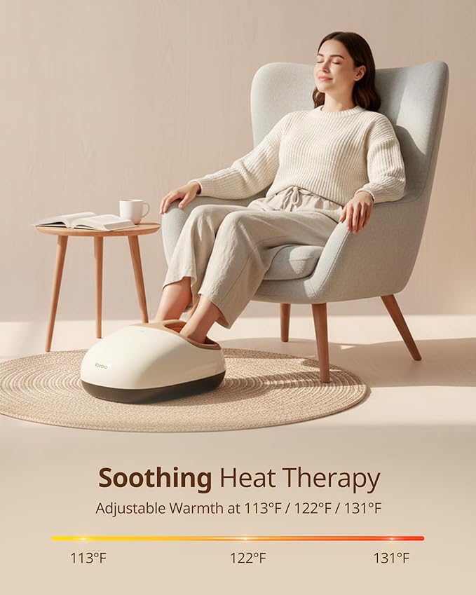 Shiatsu Foot Massager Machine with 3-Level Heat Deep Kneading Therapy Air Compression Auto-off Timer Remote Control for Plantar Fasciitis Neuropathy Pain Relief for Men Women Size up to 13