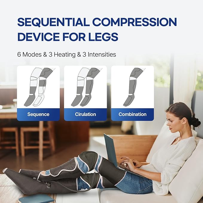 HuBDIC HubiCare Leg Massager Air Compression Leg Massager with Heat and Vibration for Circulation and Pain Relief 6 Modes with 3 Intensities Reduce Swelling Muscles Relaxation