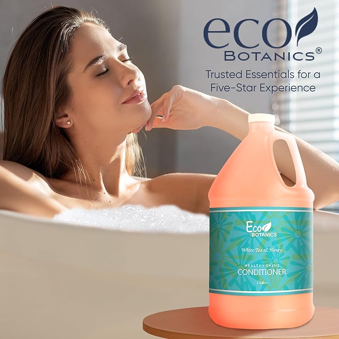 Terra Pure 1-Shoppe Eco Botanics Natural Conditioner with Raw Honey &amp White Tea | Gallon Jug Bulk Toiletries for Airbnb Vacation Rentals and Home Bathroom | Refill For Soap Dispensers
