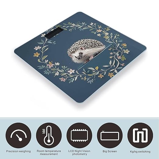 Cute Little Hedgehog Scale for Body Weight Accurate Digital Bathroom Scale Toughened Glass High Precision Scales Smart Weight Scales with Large LCD Backlight Display Weighing Machine