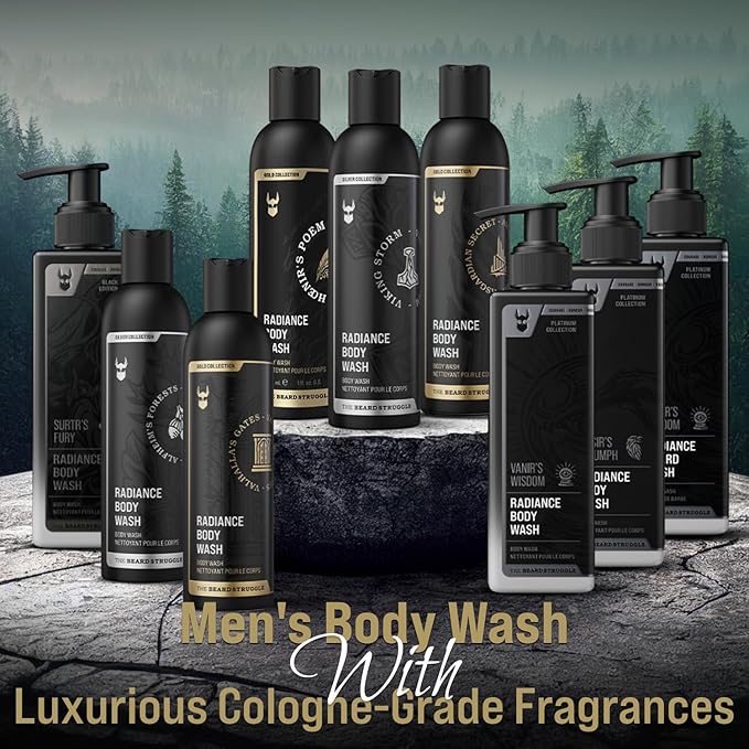 The Beard Struggle Men's Body Wash Alfheim's Forests - Silver Collection - Skin Cleaning Agent - Natural Body Wash - Shower Gel Liquid Soap - 240 mL / 8 US. fl. oz.