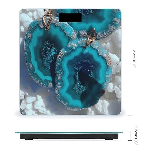Teal Agate Bathroom Scale Large LCD Backlight Display Digital Scale Rounded Corners Body Scales Automatic Power On/Off Bathroom Scales for Home Bedrooms