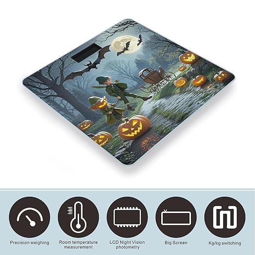 Dead Tree Pumpkin Carriage Bathroom Scale for Body Weight Bathroom Weighing Scales with Back Lit LED Display Sturdy Tempered Glass Body Weight Bathroom Scale 400lb Weighing