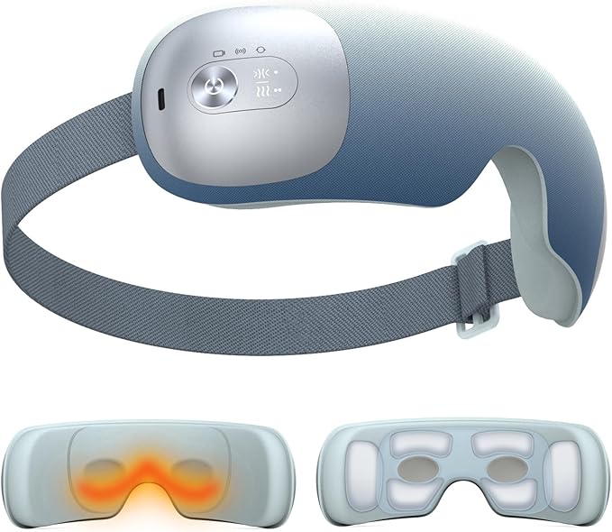 Ultra Light Eye Massager with 2 Level Heat 120 Mins Uses 3 Air Compression &amp Massage Modes Heated Eye Mask with Bluetooth Music for Migraine Relief Strain and Dry Eyes Eye Relief for Women Me