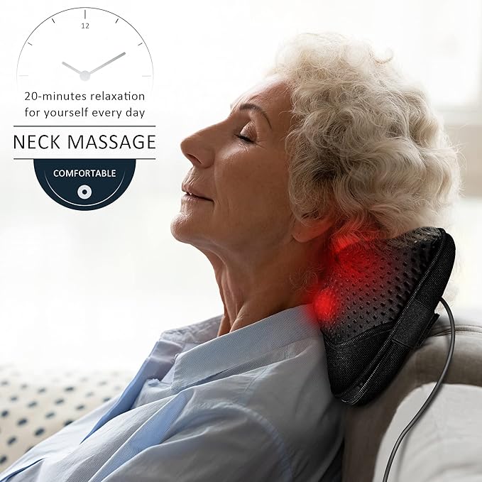 VIKTOR JURGEN Shiatsu Back Massager with Heat - Kneading Massage Pillow for Neck Shoulder Pain Relief - Christmas Gift for Women Men Dad Mom - Great for Mother's Day Father's Day Valentine's Day