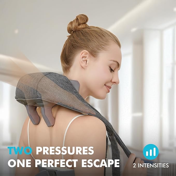 Cordless Neck and Shoulder Massager with Heat Rechargeable Shoulder Massager for Pain Relief Deep Tissue 6D Shiatsu Kneading Massage for Neck and Shoulde Pain Gifts for Mom&ampDad