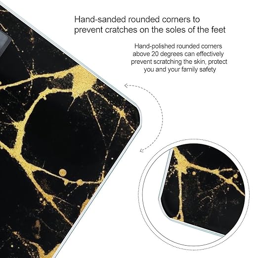 Automatic Switch Digital Bathroom Weighing Scale Smart Scale for Body Weight Gold Black Marble Texture