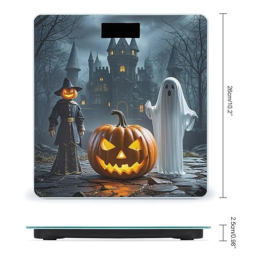 Ghost Jack-O'-Lantern Funny Puppet Bathroom Scale Digital Weight Scale Precision 400 Lbs Weighing Scales Large with LCD Backlight Display BMI Measures