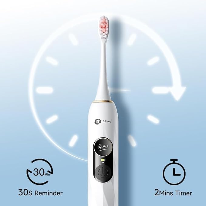 V3 Sonic Electric Toothbrush for Adults - Dual Display 5 Cleaning Modes Up to 200 Days Battery on a Single Charge 4 Brush Heads &amp IPX7 Waterproof Design Black