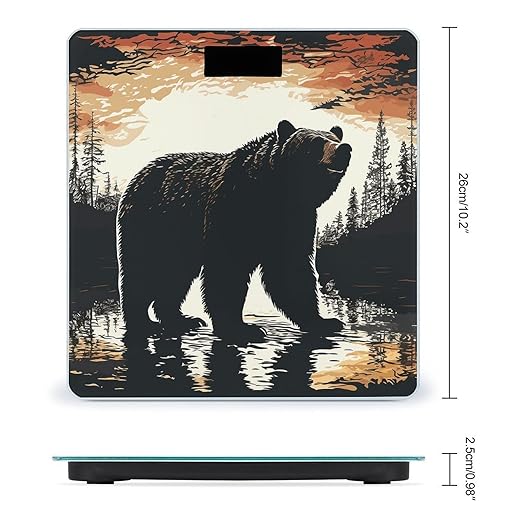 Bear Silhouette Scale for Body Weight Precision Bathroom Weighing Scales with Back Lit LCD Display Sturdy Tempered Glass Body Weight Scales Digital Bathroom Scale 400lb