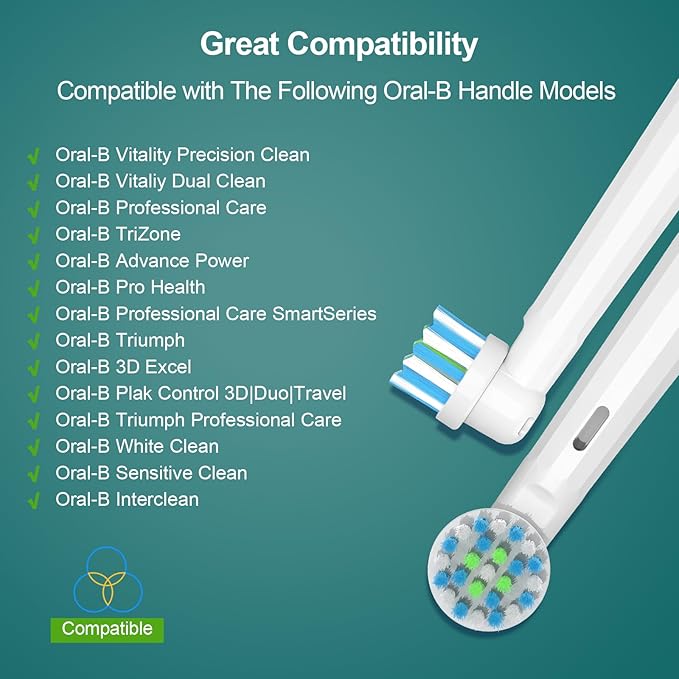 8 Pack Replacement Toothbrush Heads Compatible with Oral B Pro 1000 Electric Toothbrush Brush Heads Refill for Smart 1500 Cross/Floss/Sensitive/7000/5000 Black/White