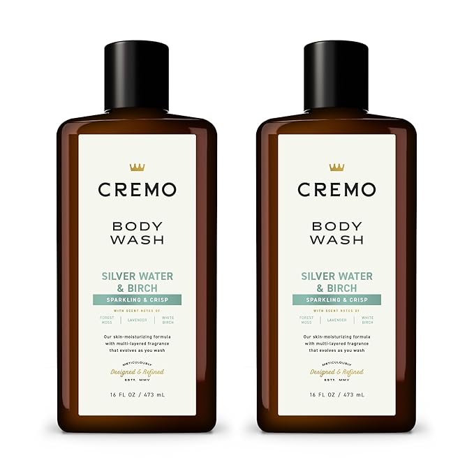 Cremo Rich-Lathering Silver Water &amp Birch Body Wash A Revitalizing Combination of Glacier-Fed Streams and White Birch 16 Fl Oz (2-Pack)